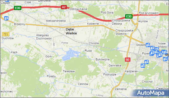 mapa Ruda gmina Dębe Wielkie, Ruda gmina Dębe Wielkie na mapie Targeo