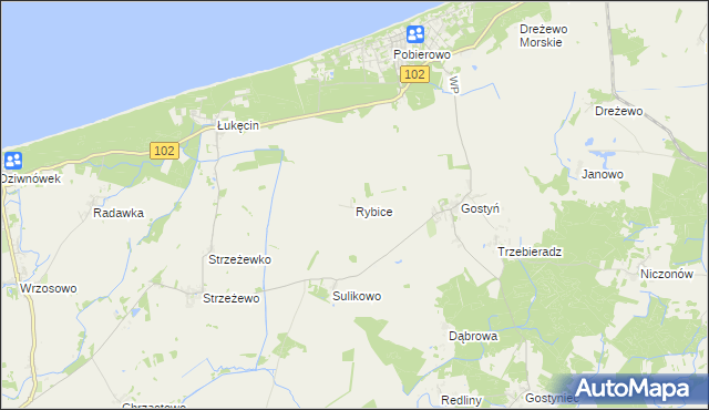 mapa Rybice, Rybice na mapie Targeo