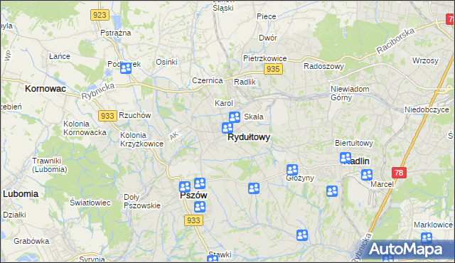 mapa Rydułtowy, Rydułtowy na mapie Targeo