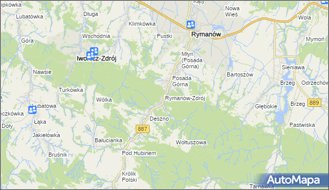 mapa Rymanów-Zdrój, Rymanów-Zdrój na mapie Targeo