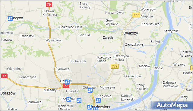mapa Rzeczyca Sucha, Rzeczyca Sucha na mapie Targeo