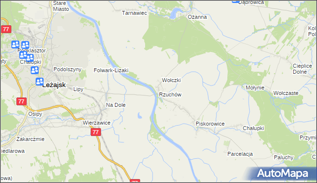 mapa Rzuchów gmina Leżajsk, Rzuchów gmina Leżajsk na mapie Targeo