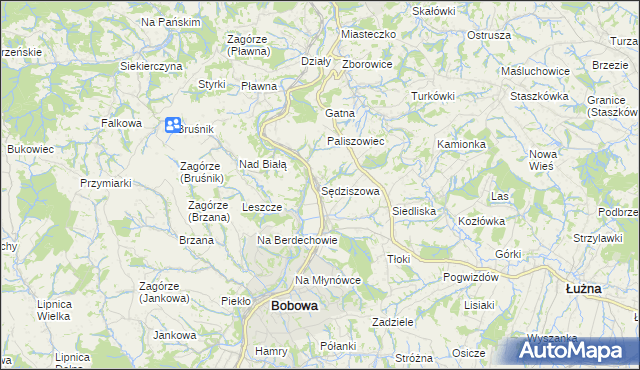 mapa Sędziszowa gmina Bobowa, Sędziszowa gmina Bobowa na mapie Targeo