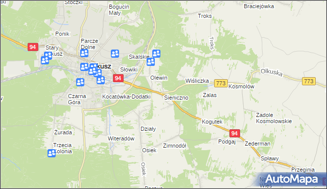 mapa Sieniczno, Sieniczno na mapie Targeo