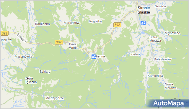 mapa Sienna gmina Stronie Śląskie, Sienna gmina Stronie Śląskie na mapie Targeo