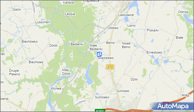 mapa Skarszewo gmina Świecie, Skarszewo gmina Świecie na mapie Targeo
