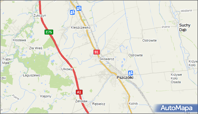 mapa Skowarcz, Skowarcz na mapie Targeo