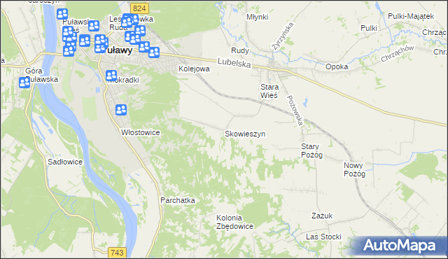 mapa Skowieszyn, Skowieszyn na mapie Targeo