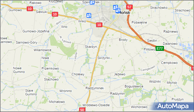 mapa Skrzynki gmina Płońsk, Skrzynki gmina Płońsk na mapie Targeo