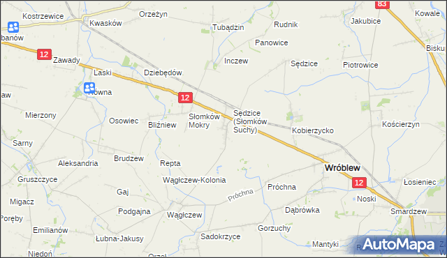 mapa Słomków Suchy, Słomków Suchy na mapie Targeo