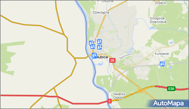 mapa Słubice, Słubice na mapie Targeo