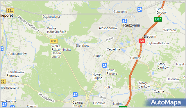 mapa Słupno gmina Radzymin, Słupno gmina Radzymin na mapie Targeo