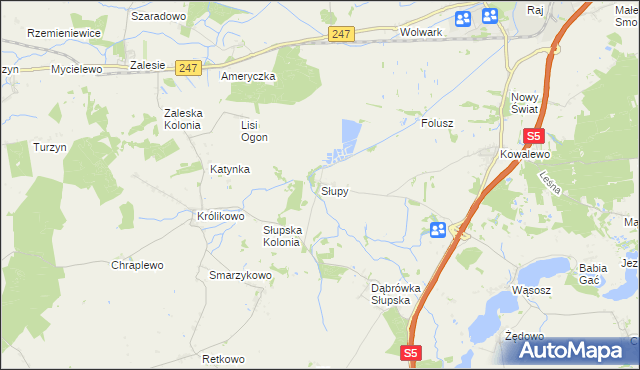 mapa Słupy gmina Szubin, Słupy gmina Szubin na mapie Targeo