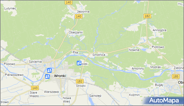 mapa Smolnica gmina Wronki, Smolnica gmina Wronki na mapie Targeo
