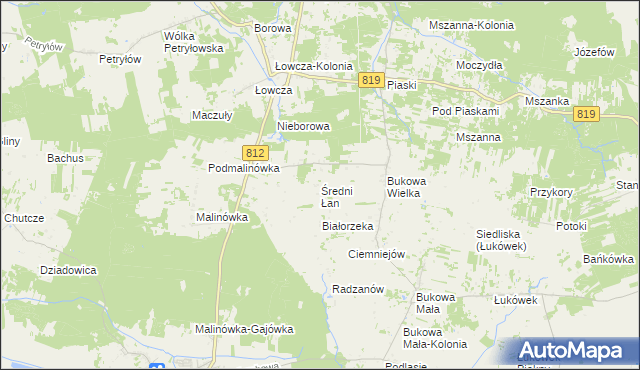 mapa Średni Łan, Średni Łan na mapie Targeo