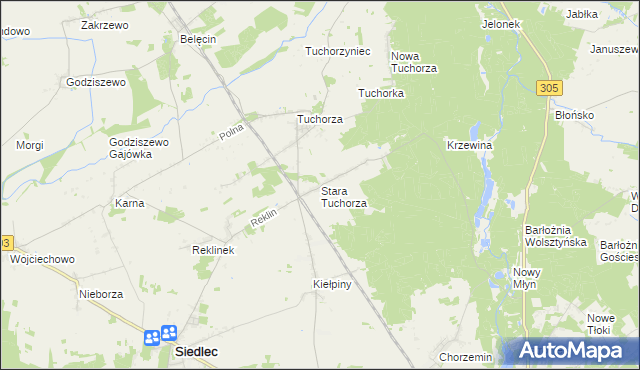 mapa Stara Tuchorza, Stara Tuchorza na mapie Targeo
