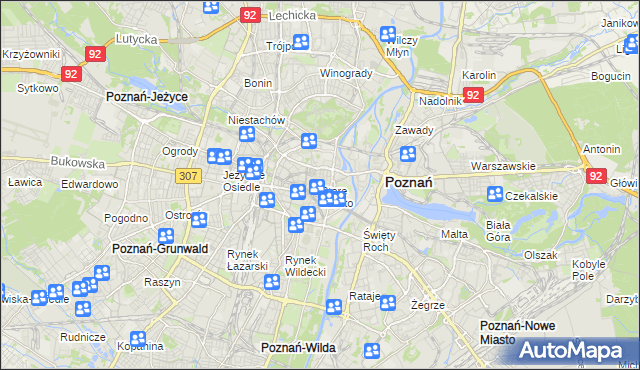 mapa Stare Miasto gmina Poznań, Stare Miasto gmina Poznań na mapie Targeo