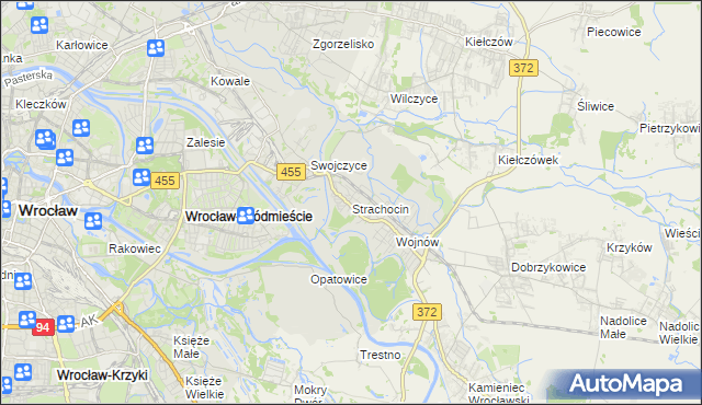 mapa Strachocin gmina Wrocław, Strachocin gmina Wrocław na mapie Targeo