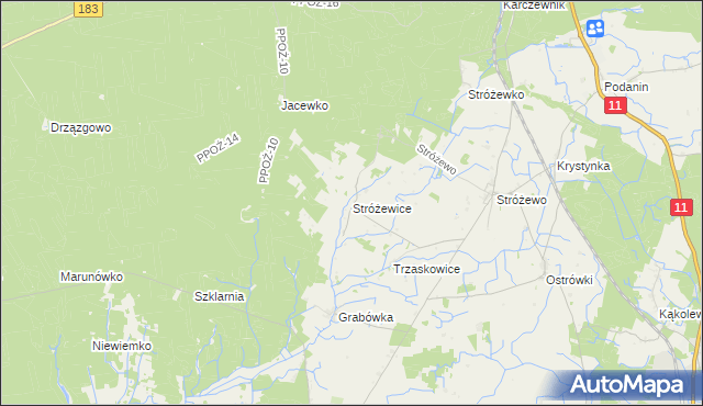 mapa Stróżewice, Stróżewice na mapie Targeo