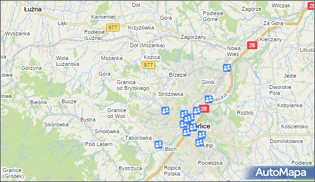 mapa Stróżówka, Stróżówka na mapie Targeo