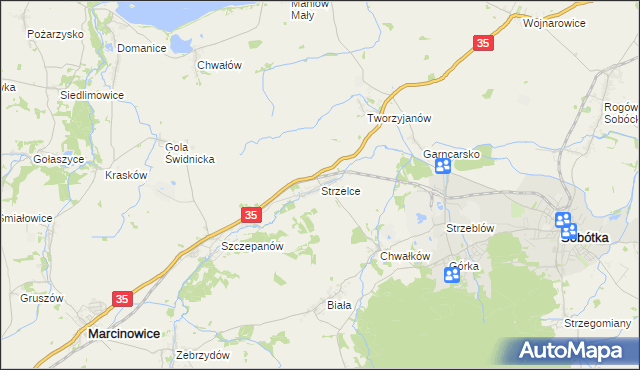mapa Strzelce gmina Marcinowice, Strzelce gmina Marcinowice na mapie Targeo