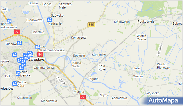 mapa Surochów, Surochów na mapie Targeo