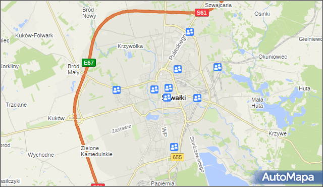 mapa Suwałk, Suwałki na mapie Targeo