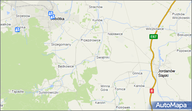 mapa Świątniki gmina Sobótka, Świątniki gmina Sobótka na mapie Targeo