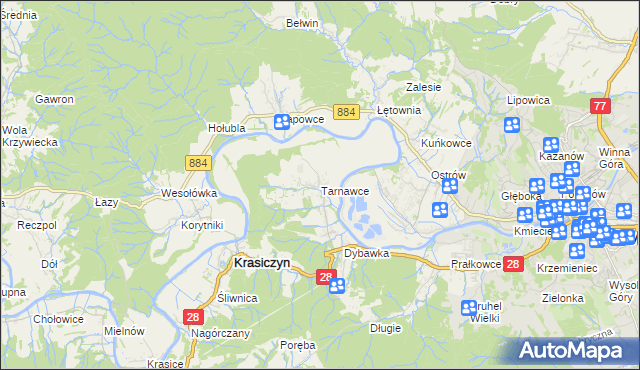 mapa Tarnawce, Tarnawce na mapie Targeo