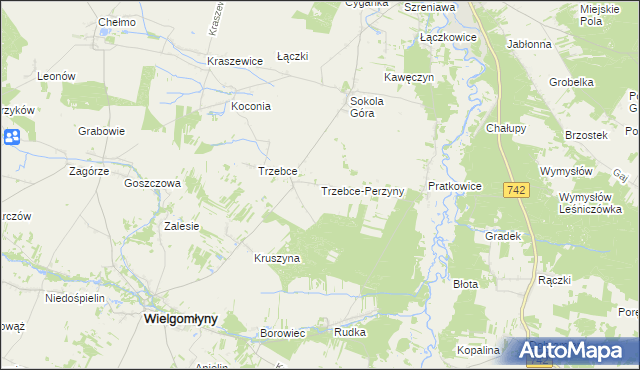 mapa Trzebce-Perzyny, Trzebce-Perzyny na mapie Targeo