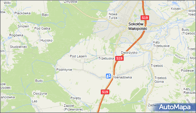 mapa Trzebuska, Trzebuska na mapie Targeo