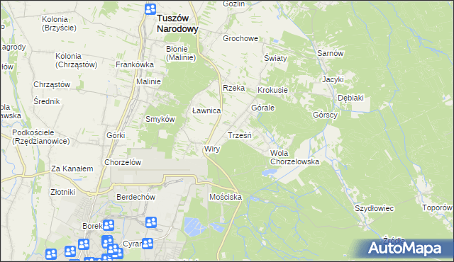 mapa Trześń gmina Mielec, Trześń gmina Mielec na mapie Targeo
