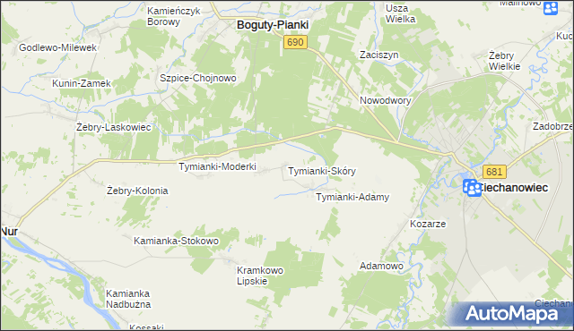 mapa Tymianki-Skóry, Tymianki-Skóry na mapie Targeo