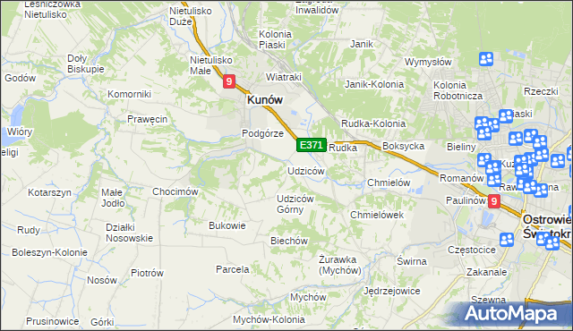 mapa Udziców, Udziców na mapie Targeo