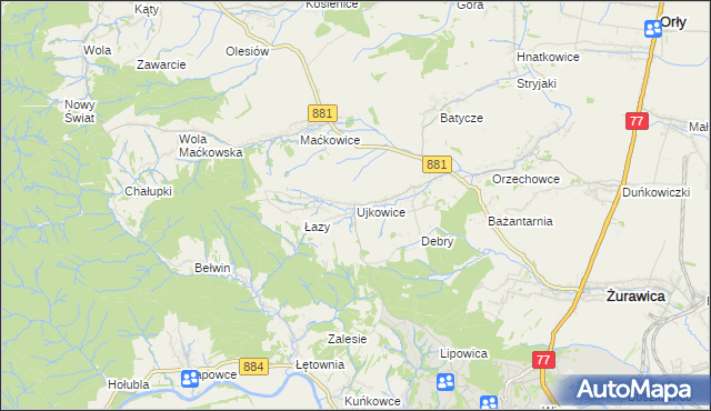 mapa Ujkowice, Ujkowice na mapie Targeo