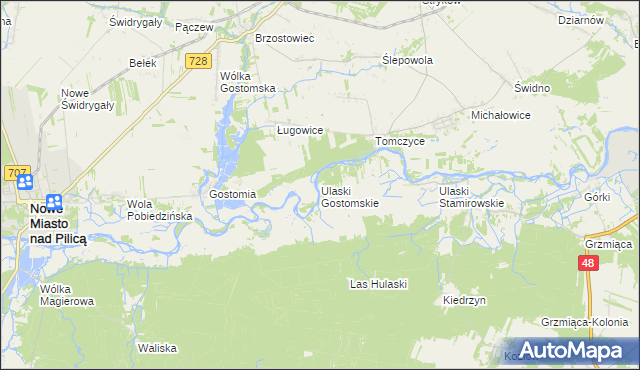 mapa Ulaski Gostomskie, Ulaski Gostomskie na mapie Targeo