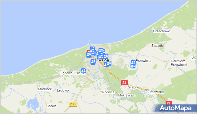 mapa Ustka, Ustka na mapie Targeo