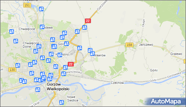 mapa Wawrów, Wawrów na mapie Targeo