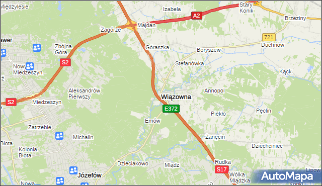 mapa Wiązowna, Wiązowna na mapie Targeo