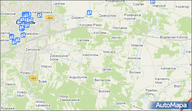 mapa Wiktorów gmina Bełchatów, Wiktorów gmina Bełchatów na mapie Targeo