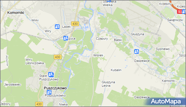mapa Wiórek, Wiórek na mapie Targeo