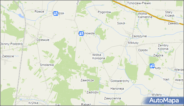 mapa Wólka Konopna, Wólka Konopna na mapie Targeo