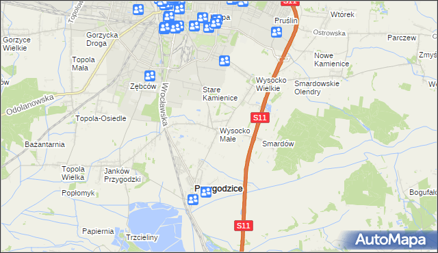 mapa Wysocko Małe, Wysocko Małe na mapie Targeo