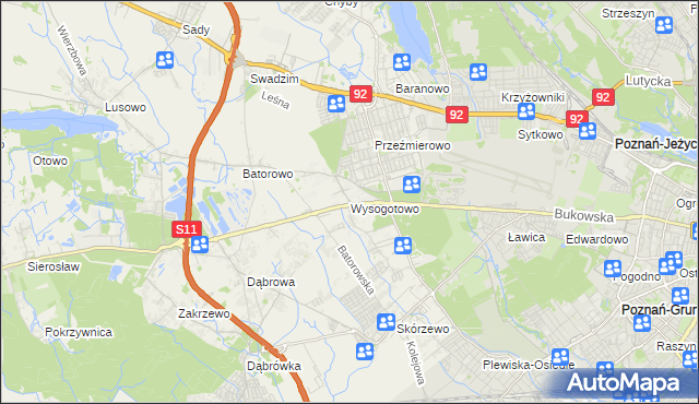 mapa Wysogotowo, Wysogotowo na mapie Targeo
