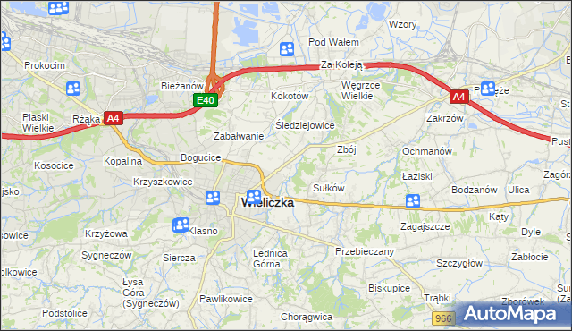 mapa Zabawa gmina Wieliczka, Zabawa gmina Wieliczka na mapie Targeo