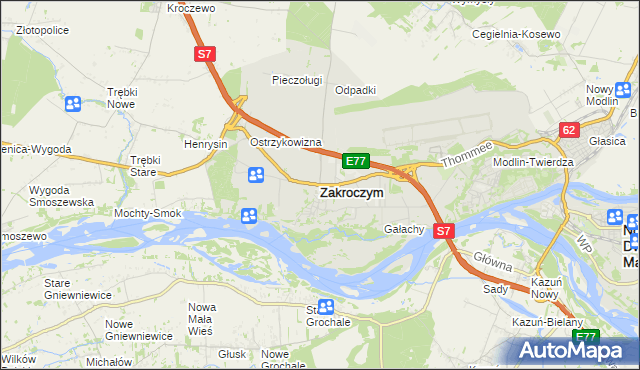 mapa Zakroczym, Zakroczym na mapie Targeo