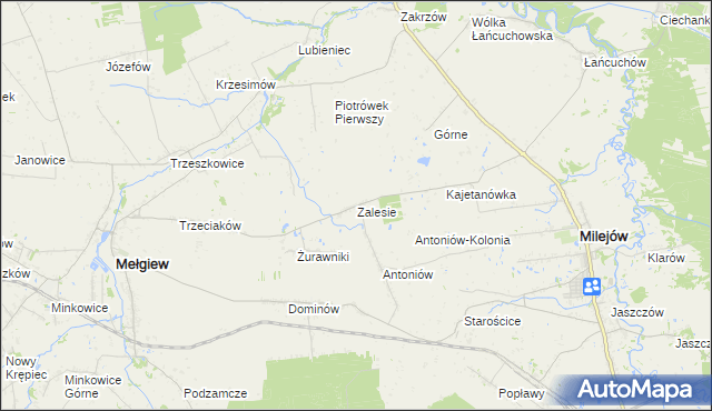 mapa Zalesie gmina Milejów, Zalesie gmina Milejów na mapie Targeo