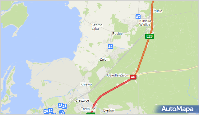 mapa Załom gmina Goleniów, Załom gmina Goleniów na mapie Targeo