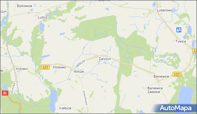 mapa Żarczyn gmina Widuchowa, Żarczyn gmina Widuchowa na mapie Targeo