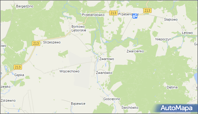 mapa Zwartowo gmina Choczewo, Zwartowo gmina Choczewo na mapie Targeo